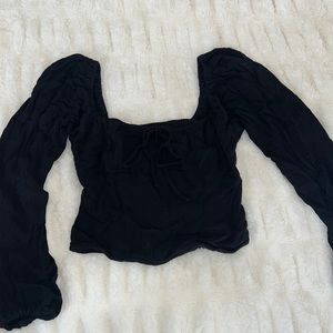 abercrombie & fitch black tie front blouse like new